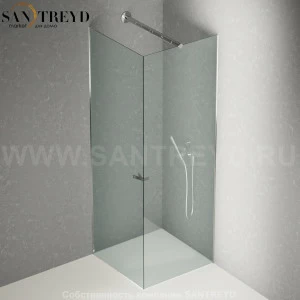 Душевое ограждение FLAT DX подрезаемое, стеклянная с дверью прозрачная перегородка с держателем и встроенным душем. Размеры: глубина от 70 до 100, длина от 70 до 140 см