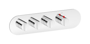 EUA322OONHJ Комплект наружных частей термостата на 3 потребителей - горизонтальная овальная панель с ручками Hey Joe IB Aqua - 3 потребителя
