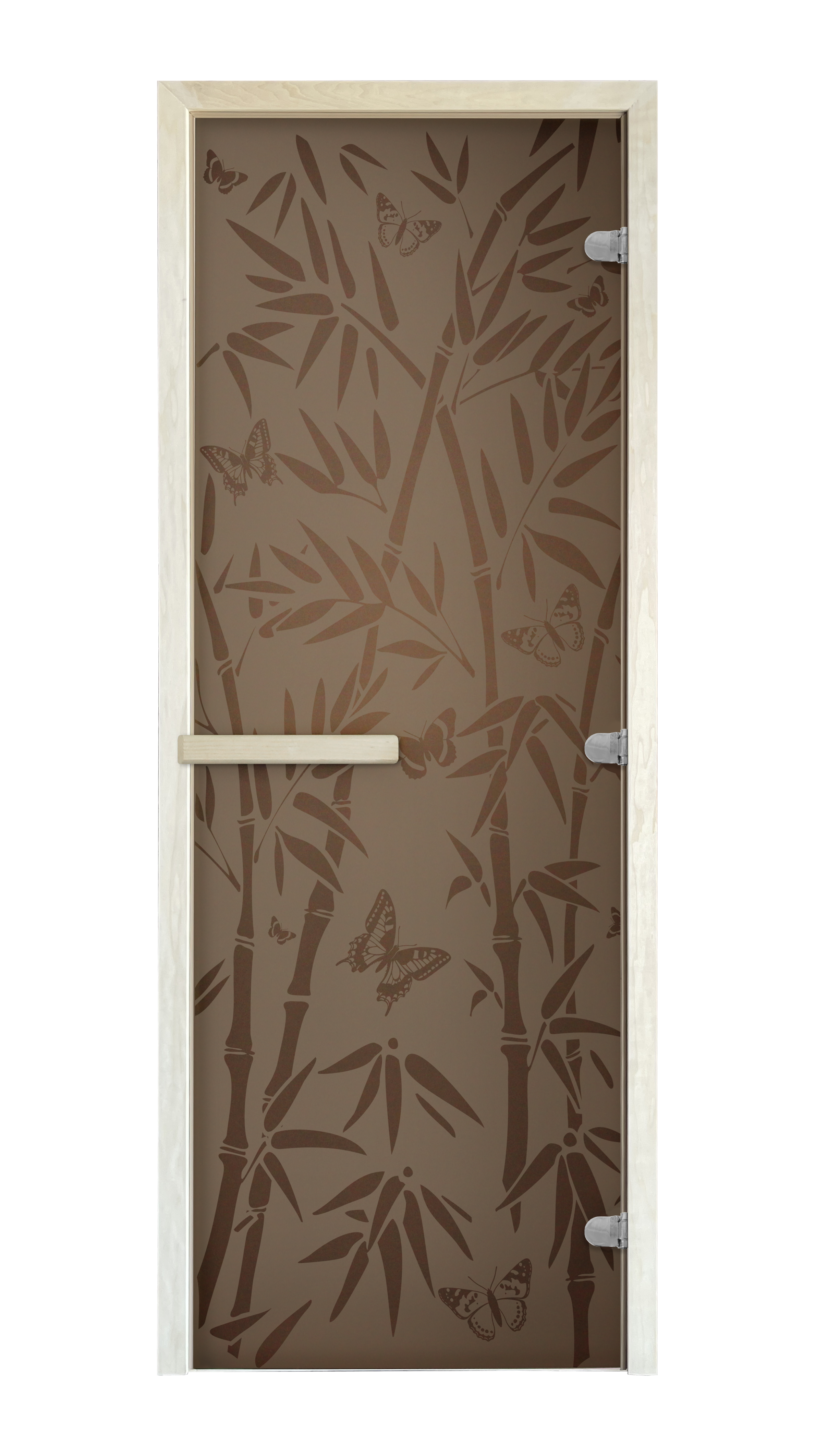 91102495 Дверь для сауны Бамбук и бабочки матовая 190x70см бронза STLM-0485127 DOORWOOD