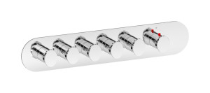 EUA522IINBI Комплект наружных частей термостата на 5 потребителей - горизонтальная овальная панель с ручками Batlo IB Aqua - 5 потребителей