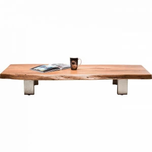 Журнальный столик деревянный с металлическими ножками 145 см акация Nature Line KARE NATURE 322904 Коричневый