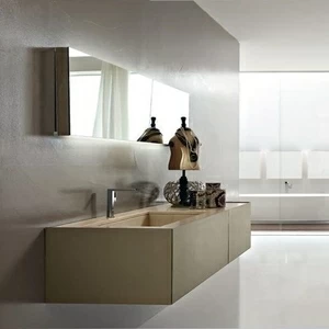 Toscoquattro Комплект мебели для ванной 09 с раковиной из натурального камня Sabbia Stone TIME песочного цвета
