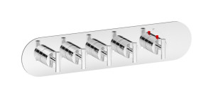 EUA422SRNLM Комплект наружных частей термостата на 4 потребителей - горизонтальная овальная панель с ручками Love Me IB Aqua - 4 потребителя
