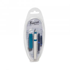 10001466 PERKEO Old Chambray M ручка перьевая 0.9мм белый корпус с синими вставками KAWECO