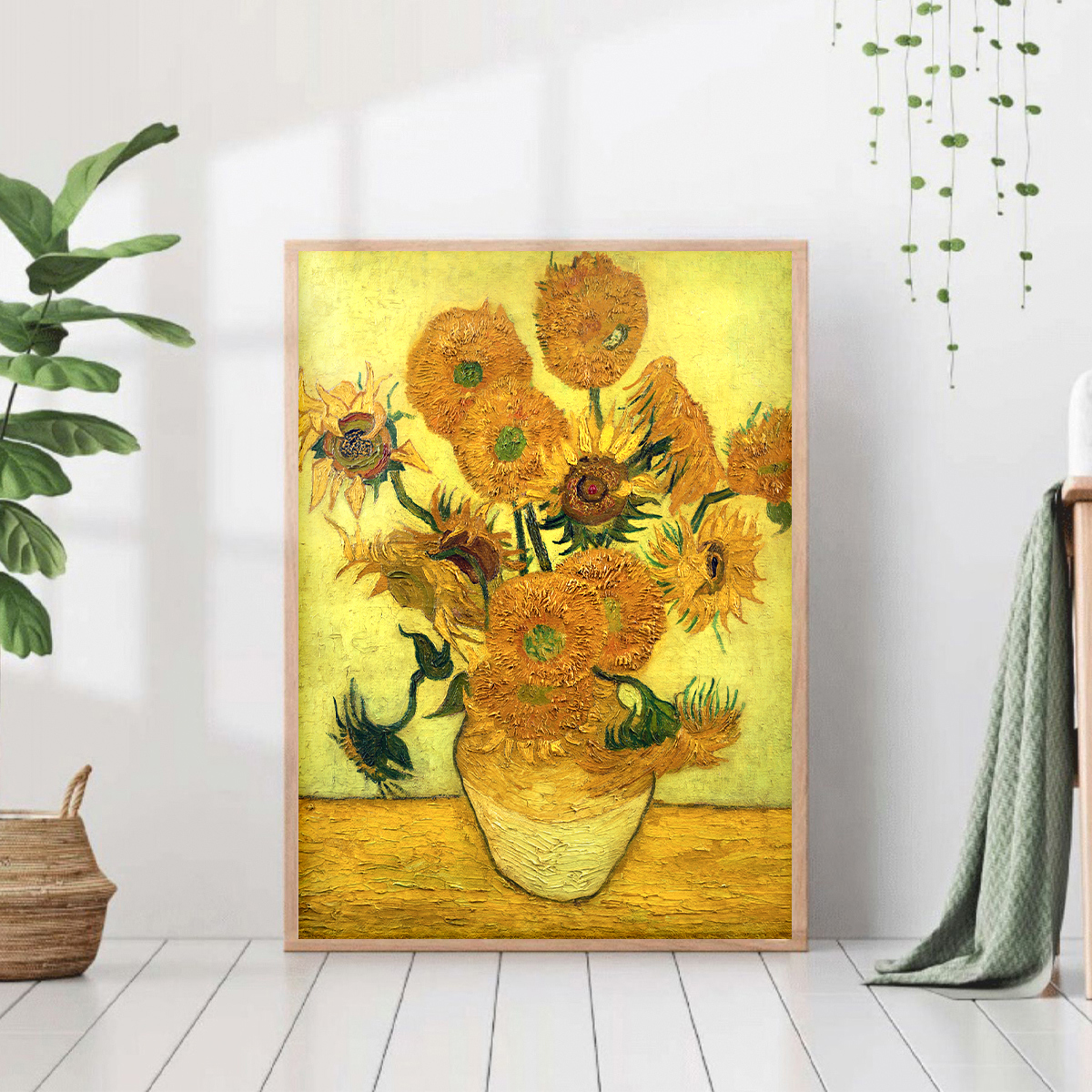 91069636 Постер 28 картин "Репродукция Подсолнухи на желтом фоне Ван Гог" 50x40 см в тубусе STLM-0467373 Santreyd