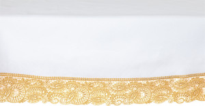 10656861 Weissfee Скатерть Weissfee "Венеция" круглая 250см (белая, с вышивкой античное золото) Ткань