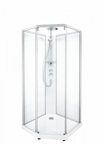 558.910.00.1 IDO Showerama 10-5 800x900 Pentagon Comfort, Душевая кабина IDO Showerama в сборе Comfort пятиугольная, профили из матового алюминия / прозрачное стекло, 800X900 мм