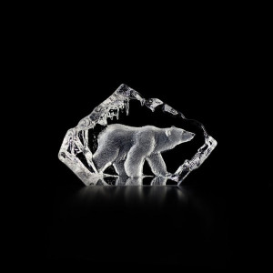 88117 Скульптура из прозрачного хрусталя "Полярный медведь", 75/50 мм. Maleras
