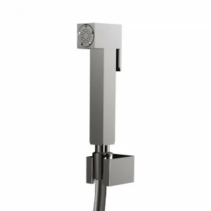 Graffio Квадратный латунный гигиенический душ с кнопками, опора из АБС-пластика, СЕРЕБРЯНЫЙ гибкий шланг 120 см SH702