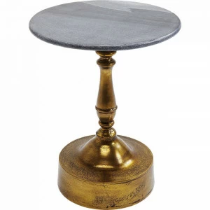 Приставной столик круглый с мраморным топом ручной работы и фигурной ножкой 41 см Marible KARE MARBLE 323030 Бронза;серый