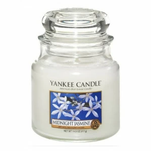 Свеча средняя в стеклянной банке "Ночной жасмин" Midnight Jasmine 411 гр 65-90 часов YANKEE CANDLE  267994 Белый