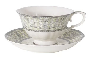 Чайная пара из костяного фарфора белая "Жозефина" COLOMBO  00-3973520 Белый;серый