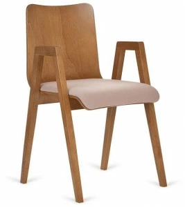 Paged Штабелируемый деревянный стул со встроенной подушкой