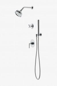 FLSP14 Комплект для душа Flyte с балансировкой давления с 5-дюймовой розеткой для душа, ручным душем, изливом ванны и перекрестной перекрестной рукояткой. Waterworks