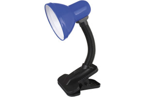 15609007 Настольный светильник с прищепкой, синий 230В, 60Вт, E27, ЛОН UF-320P C06 12372 Ultraflash