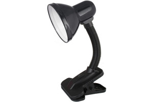 15609006 Настольный светильник с прищепкой, черный 230В, 60Вт, E27, ЛОН UF-320P C02 12371 Ultraflash