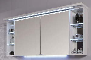 S2A431426R(161) Puris Crescendo, зерк. шкаф (2 двери) c LED подсветкой 1400 мм правый, цвет белый высокоглянц.