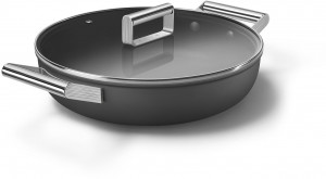 CKFD2811BLM Посуда / глубокая сковорода с двумя ручками и крышкой, 28 см, черная SMEG
