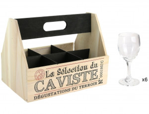 525673 Набор бокалов для вина в деревянной корзине, 6 шт., в ассортименте CMP