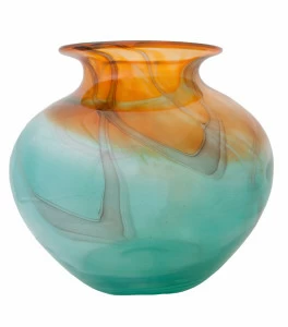 Ваза декоративная оранжевая с голубым Alice Round Glass Vase MAK-INTERIOR ДИЗАЙНЕРСКИЕ 093532 Голубой;оранжевый