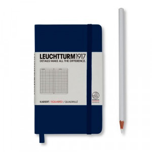 324341 Блокнот "Squared" Pocket, 93 листа, в клетку, темно-синий Leuchtturm 1917