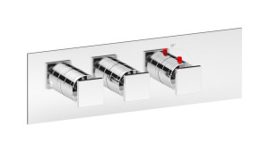 EUA221SRNRU Комплект наружных частей термостата на 2 потребителей - горизонтальная прямоугольная панель с ручками Rubacuori IB Aqua - 2 потребителя