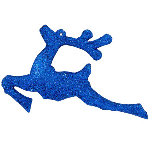 Елочная игрушка «Олень в прыжке» 13 см синий