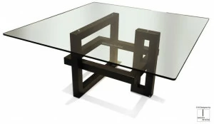 Gonzalo De Salas Квадратный обеденный стол из железа и стекла Ios