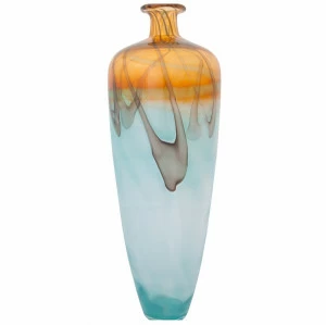 Ваза стеклянная оранжевая с прозрачным Alice Tall Glass Vase MAK-INTERIOR ДИЗАЙНЕРСКИЕ 093531 Голубой;оранжевый