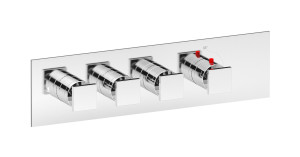 EUA321CCNRU Комплект наружных частей термостата на 3 потребителей - горизонтальная прямоугольная панель с ручками Rubacuori IB Aqua - 3 потребителя