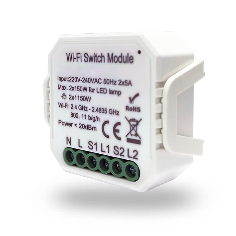 RL1002-SM Wi-Fi реле-выключатель двухканальное 2x1150Вт/150Вт для LED Denkirs RL1000