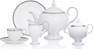 10655235 Noritake Сервиз чайный Noritake "Рочель, платиновый кант" на 6 персон 21 предмет Фарфор костяной