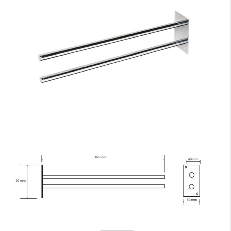 91071335 Держатель для полотенец 104704142 36.5см цвет серый OMEGA STLM-0468425 BEMETA