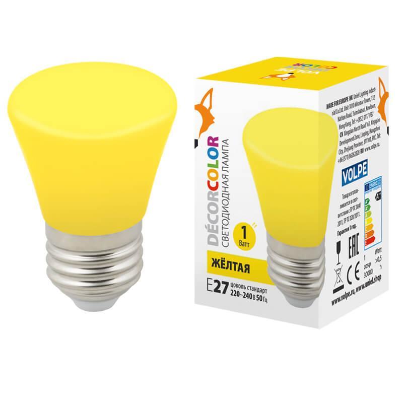LED-D45-1W/YELLOW/E27/FR/С BELL Лампа светодиодная E27 1W желтая UL-00005641 Volpe Bell LED-D45