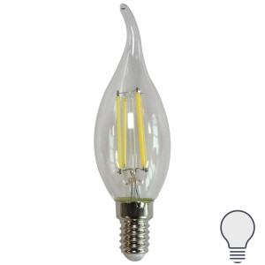 Лампа светодиодная LEDF E14 220-240 В 7 Вт свеча на ветру прозрачная 750 лм нейтральный белый свет VOLPE