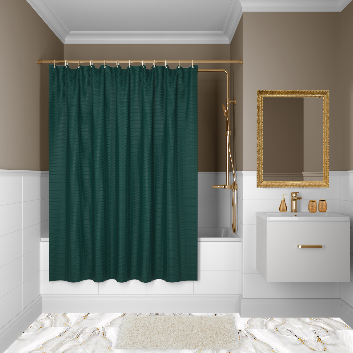 90352742 Шторка для ванной комнаты D29P218i11 200х180см цвет зеленый Décor STLM-0196986 IDDIS