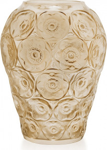 10600305 Lalique Ваза Anemones  золотая средняя Хрусталь