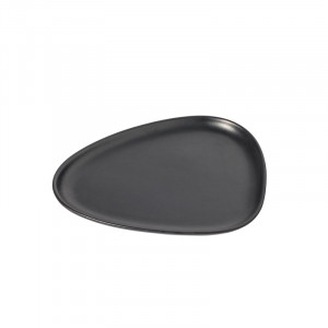 990163 Тарелка маленькая 1 шт (22х19х1,5см) каменная керамика, черная;LIND DNA