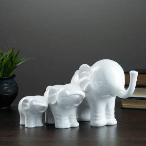 Фигура "Семья слонов" набор белый 30х20х13см БЕЗ БРЕНДА