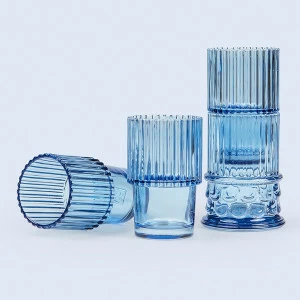 Бокалы голубые стеклянные 4 штуки Hestia DOIY ДИЗАЙНЕРСКИЕ 00-3871468 Прозрачный;синий