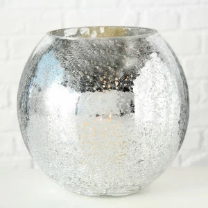 Подсвечник стеклянный серебристый 25 см Crackle FRATELLI BARRI ART 00-3886050 Серебро