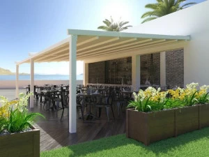 MV Living Моторизованная пергола из алюминия и пвх со сдвижной крышкой Tende a pergola