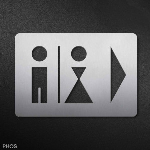 PS0203S Знак пиктограммы мужчины женщины со стрелкой вправо, 16 х 23,5 см PHOS