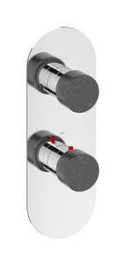 EUA612ISNMR_2 Комплект наружных частей термостата с дивертером на 2 потребителя - вертикальная овальная панель с ручками Marmo IB Aqua - 2 потребителя с дивертером