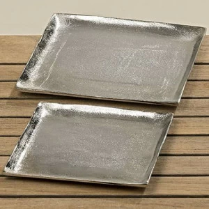 Декоративная тарелка металлическая квадратная Flaire, 2 штуки FRATELLI BARRI ART 00-3886120 Серебро