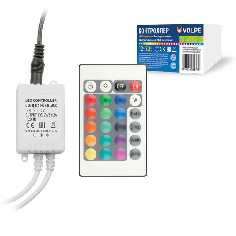 ULC-Q431 RGB BLACK Контроллер для светодиодных лент RGB 12В UL-00001113 Volpe ULC-Q431