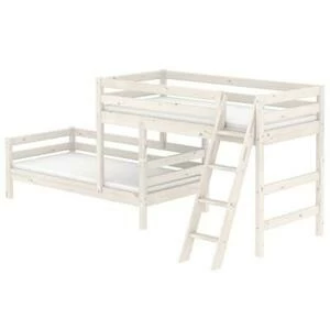 Кровать Flexa Classic двуспальная модульная с наклонной лестницей, белая, 200 см