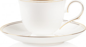 10578534 Lenox Чашка чайная с блюдцем Lenox "Федеральный,золотой кант" 180мл Фарфор костяной