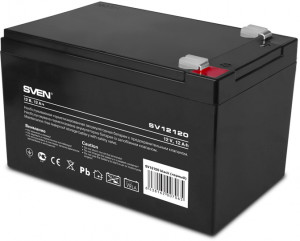 SV-0222012 Battery sv 12120 (12v 12ah), 12v voltage, 12a*h capacity, max. discharging rate of 180a, max. charging rate 3.6a, the type of lead-acid agm, type lead terminal f2 Sven