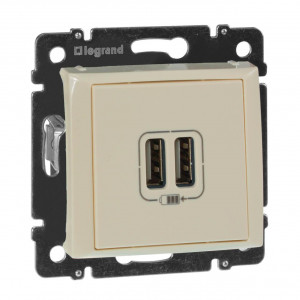 Розетка USB двойная Legrand Valena 240V/5V 2400mA слоновая кость 774170